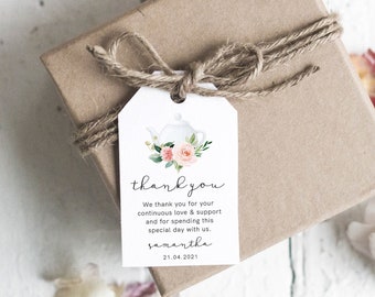 Bridal Tea Favor Tag Template, Wedding Thank You Tag, Bridal Shower Tag, Welcome Bag, Download, Editable Text, Templett, 23