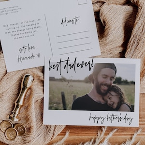 Plantilla de postal para el Día del Padre, Tarjeta con foto para el Día del Padre, Postal de Feliz Día del Padre, Regalo para papá, Moderna, Editable, Descargable, 41