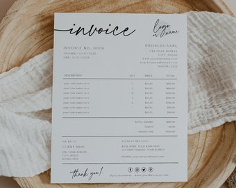 Minimalist Invoice Template, Invoice Editable, Printable Small Business Invoice, Editable Billing Form, Download, Editable, Business, 89