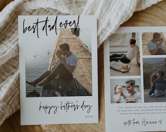 Father's Day Card Template, Photo Fathers Day Card, Happy Father's Day Photo Card, Card For Dad, Dad Gift, Modern, Editable, Download, 41