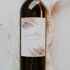 Pampas Wine Label Template, Wine Labels Wedding, Editable Wine Labels, Bridal Wine Labels, Bridal Wedding Favors, Download