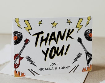 Rock and Roll Thank You Card, Rock Baby Shower Thank You, Rock