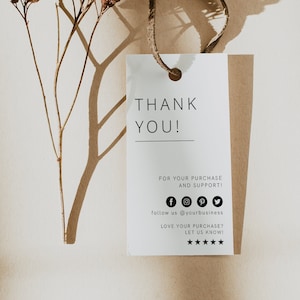 Minimalistisches kleines Business Tag, Business Tag, Produkt Tag, druckbare Dankeschön Tags, bearbeitbares Hangtag, personalisiertes Tag, bearbeitbar, Vorlage