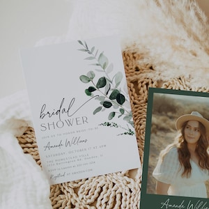 Greenery Bridal Shower Invitation, Greenery Bridal Shower, Editable Bridal Shower Template, Botanical Bridal Shower Invite, Template, 80