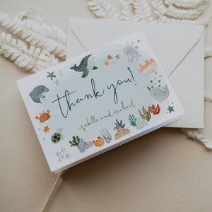 Baby Shower Danke Karte, Boho Baby Shower Danke, Ocean Baby Shower, Dankeschön Notizen, Gefaltet, Vorlage, Download, 116