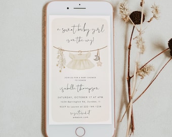Girl Baby Shower Text Message Invitation Template, Electronic, Girl ...