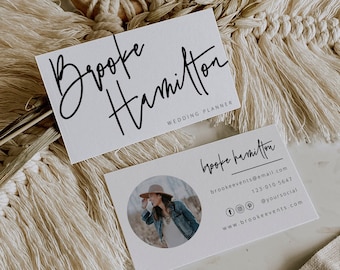 Photo Business Card Template, Minimalist Business Cards, Chic Business Card, Calligraphy, Editable Business Card, Printable Business, 41