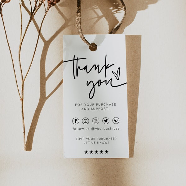 Modern Small Business Tag, Business Tag, Product Tag, Printable Thank You Tags, Editable Hang Tag, Personalized Tag, Editable, Template