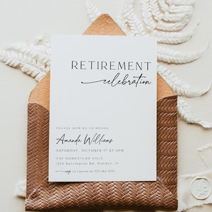 Minimalist Retirement Celebration Invitation Template, Fully Editable Text, Invite For Men Or Women, Retirement Party, Dinner, Download, 89