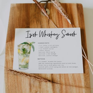Modello di scheda ricetta per cocktail, scheda ricetta personalizzata, scheda ricetta per drink da bar, scheda ricetta modificabile, scheda ricetta stampabile, scheda ricetta