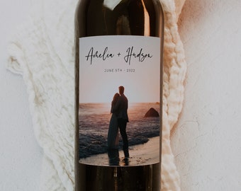 Photo Wine Label Template, Wine Labels Wedding, Editable Wine Labels, Printable Wine Labels, Minimalist Wedding Favors, Download, 003