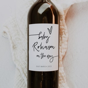 Baby Announcement Wine Labels Template, Personalized Pregnancy Announcement Gift, Baby Announcement, Editable, Download, 41