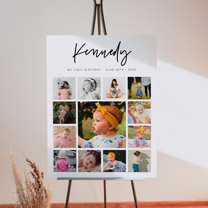 Babys First Year Poster Template, Photo Collage, 1st Birthday, First Year, 1st Year Photo Collage Months, Printable 1st Year Poster, 41