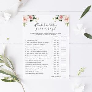 What Did the Groom Say, Tea Party Bridal Shower Game, Printable Bridal Game, Bridal Tea Game, Tea, Game, 23