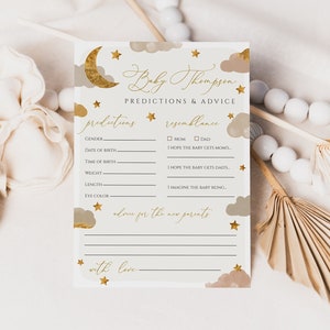 Boho-babyvoorspelling en advieskaart, Twinkle Twinkle babyshower, Star Moon, bewerkbaar, doe-het-zelfadvies, Instant Download, Gender Reveal, 119