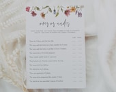 Over or Under Baby Shower Game, Wildflower baby Shower Template, Floral Boho Shower, Instant Download, Templett, 55