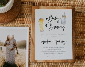 A Baby Is Brewing Invitation Template, Bottle and Beers Baby Shower, gender neutral Baby Shower, couples baby shower, Cheers Beers, 73