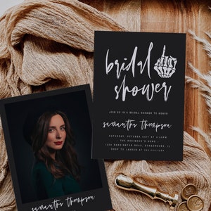 Halloween Bridal Shower Invitation Template, Gothic Bridal Shower Invitation, Skull Bridal Shower, Till Death DIY, Gothic, Dramatic, 69