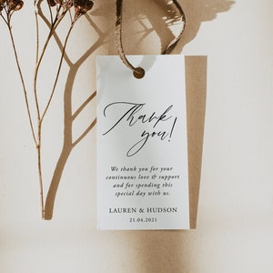 Elegant Favor Tag Template, Elegant Wedding Thank You Tag, Bridal Tag, Calligraphy Tag, DOWNLOAD, Editable Text, Printable, Rustic, 050