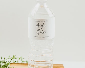 Wedding Water Bottle Label Template, Modern, Minimalist, Printable Water Bottle, Sticker Instant Download, Shower, Engagement, 003