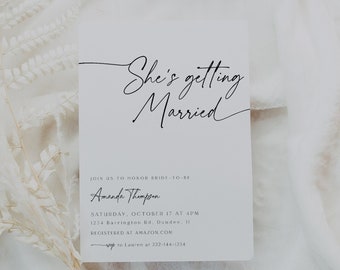 Minimalist Bridal Shower Invitation, Elegant Bridal Shower Invite, Modern Bridal, Instant Download, Printable DIY, Editable, Template, 89