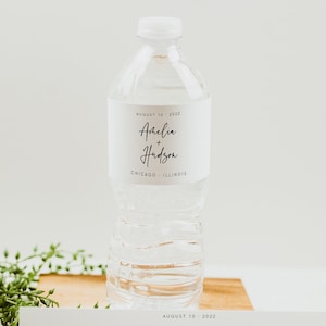 Wedding Water Bottle Label Template, Modern, Minimalist, Printable Water Bottle, Sticker Instant Download, Shower, Engagement, 003
