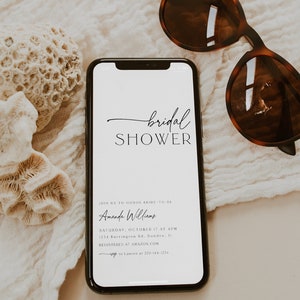 Modern Bridal Shower Evite, Minimalist, Text Message Bridal Shower Invitation, Electronic Bridal Shower, DIY, Instant Download, Editable, 89