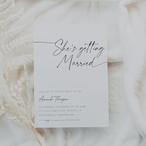 Faire-part de douche nuptiale minimaliste, invitation de douche nuptiale élégante, mariée moderne, téléchargement immédiat, imprimable bricolage, modifiable, modèle, 89