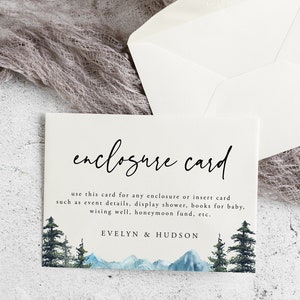 Mountain Pine Einschlusskarte, Hochzeitseinladung Einlage, Babyparty-Einlage, bearbeitbare Details & Informationen, Sofortdownload, Templett, 005