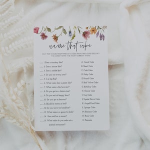 Name That Cake Bridal Shower Game, Wildflower Bridal Shower Template, Floral Bridal, Guess Who Said It, Instant Download, Templett, 55