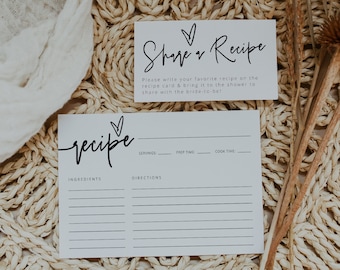 Minimalistische receptkaartsjabloon, vrijgezellenfeest receptenkaart invoegen, boho vrijgezellenfeest, modern bruids, receptaanvraag, instant download, 41A