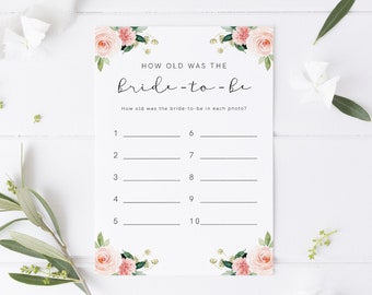 How Old Was the Bride-to-be, Bridal Shower Game Printable, Bridal Shower Game, Bridal Shower Instant Download, Bridal Shower Tea, 23