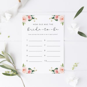 How Old Was the Bride-to-be, Bridal Shower Game Printable, Bridal Shower Game, Bridal Shower Instant Download, Bridal Shower Tea, 23 image 1