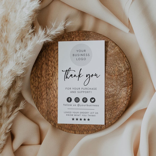 Small Business Thank You, Minimalist Thank You, Product Tag Template, Simple Shop Packaging Card Template, Personalized Tag, Editable, 003