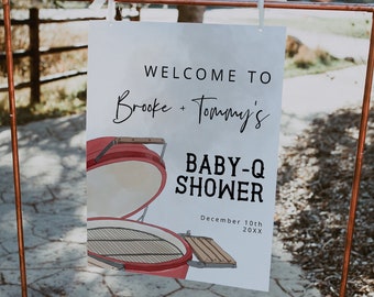BBQ Baby Shower Welcome Sign, Couples Shower Cook Out (Digital Download)