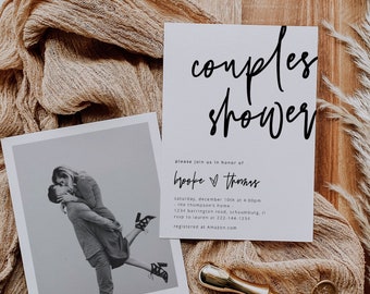 Modern Couple Shower Invitation Template, Minimalist Couple Shower Invite, Engagement Party Invitation, Couples Shower, 41