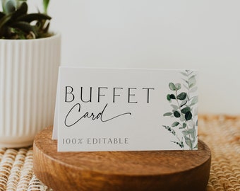 Modèle de cartes de verdure pour buffet, étiquettes d'aliments, cartes de verdure buffet pour baby shower, verdure nuptiale de douche, verdure de mariage, modifiable, 80