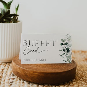Greenery Buffet Kartenvorlage, Lebensmitteletiketten Karten, Greenery Babyparty Buffetkarten, Greenery Brautdusche, Greenery Hochzeit, bearbeitbar, 80