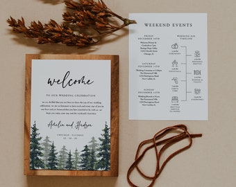 Pine Wedding Timeline Template, Wedding Timeline, Event Timeline, Wedding Itinerary, Weekend Schedule Printable, Welcome Bag, 005