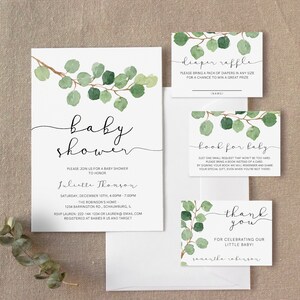 Greenery Baby Shower Invitation Eucalyptus Baby Shower Neutral Baby Shower Invitation  Instant Download Template Baby Shower Bundle, 40