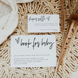Minimalistyczne książki na pieluchy dla niemowląt, edytowalna, drukowana wkładka na baby shower, nowoczesny baby shower, los na pieluchy, prosty, czysty, 41