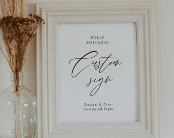 Elegant Custom Sign Template, Elegant Wedding or Bridal Shower Table Sign, Create Any Sign, Bridal Sign, Calligraphy, DOWNLOAD, 050