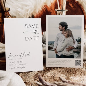 Minimalist Save the Date, QR Code Save the Dates, Modern Save the Date, qr Details, Save Our Date, INSTANT DOWNLOAD, Editable, Template, 89