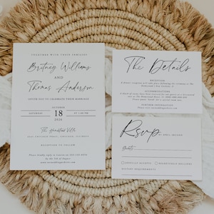 Photo Wedding Invitation Set, Minimalist, Simple, Modern Wedding Invite, Printable Wedding, Minimal, Editable Template, Instant Download, 86