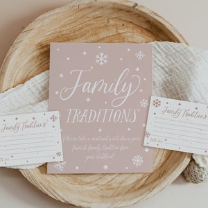Cartello e biglietto "Family Traditions", Baby Shower nel Paese delle Meraviglie Invernali, Condividi un Ricordo, Ricordo d'Infanzia, Modello Modificabile, Bambino Moderno, 129
