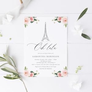 Paris Bridal Shower Invitation Template, Eiffel Tower, Printable French Wedding Shower Invite, INSTANT DOWNLOAD, Editable, 23