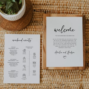 Minimalist Wedding Timeline Template, Wedding Timeline, Event Timeline, Wedding Itinerary, Weekend Schedule Printable, Welcome Bag