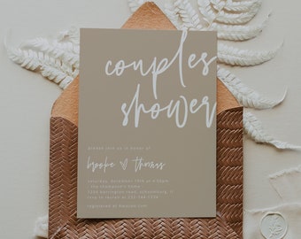 Modern Couple Shower Invitation Template, Minimalist Couple Shower Invite, Beige Engagement Party Invite, Neutral Tones, Couples Shower, 41G