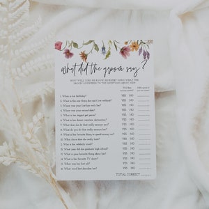 What Did the Groom Say Bridal Game, Wildflower Bridal Shower Template, Floral Bridal, Guess Who Said It, Instant Download, Editable, 55