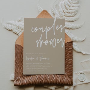 Modern Couple Shower Invitation Template, Minimalist Couple Shower Invite, Beige Engagement Party Invite, Neutral Tones, Couples Shower, 41G